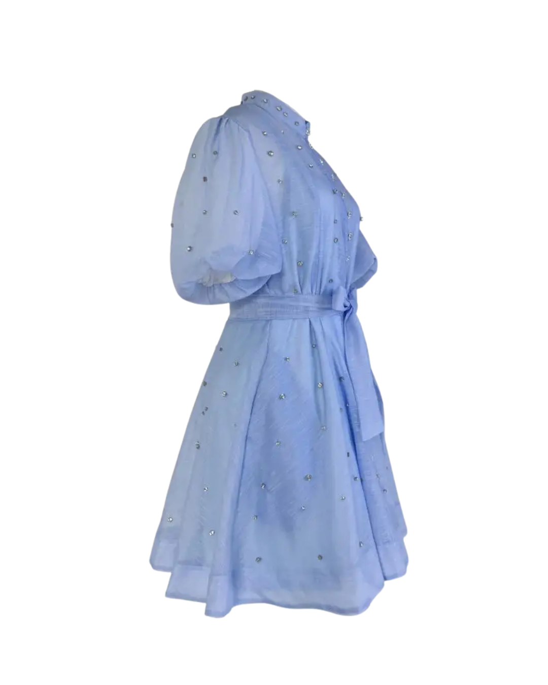 Colette Light Blue Embellished Button Mini Dress