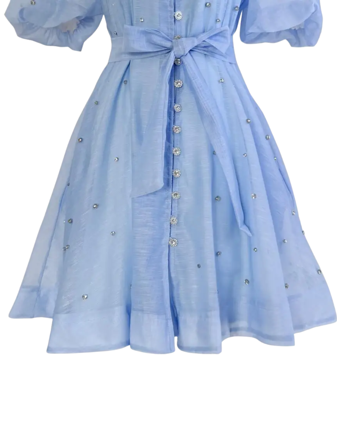 Colette Light Blue Embellished Button Mini Dress