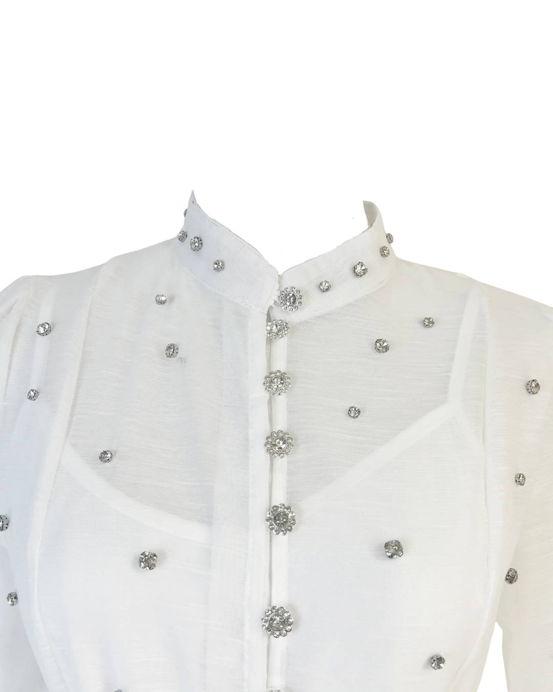 Colette White Embellished Button Mini Dress