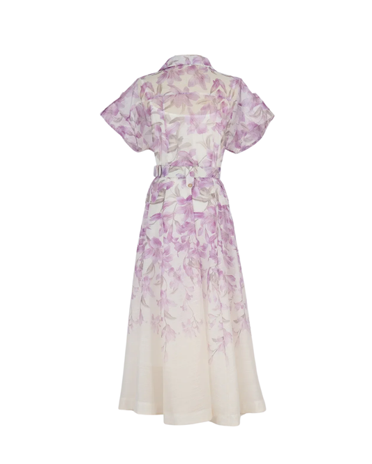 Violette Purple V Neck Shirt Midi Dress