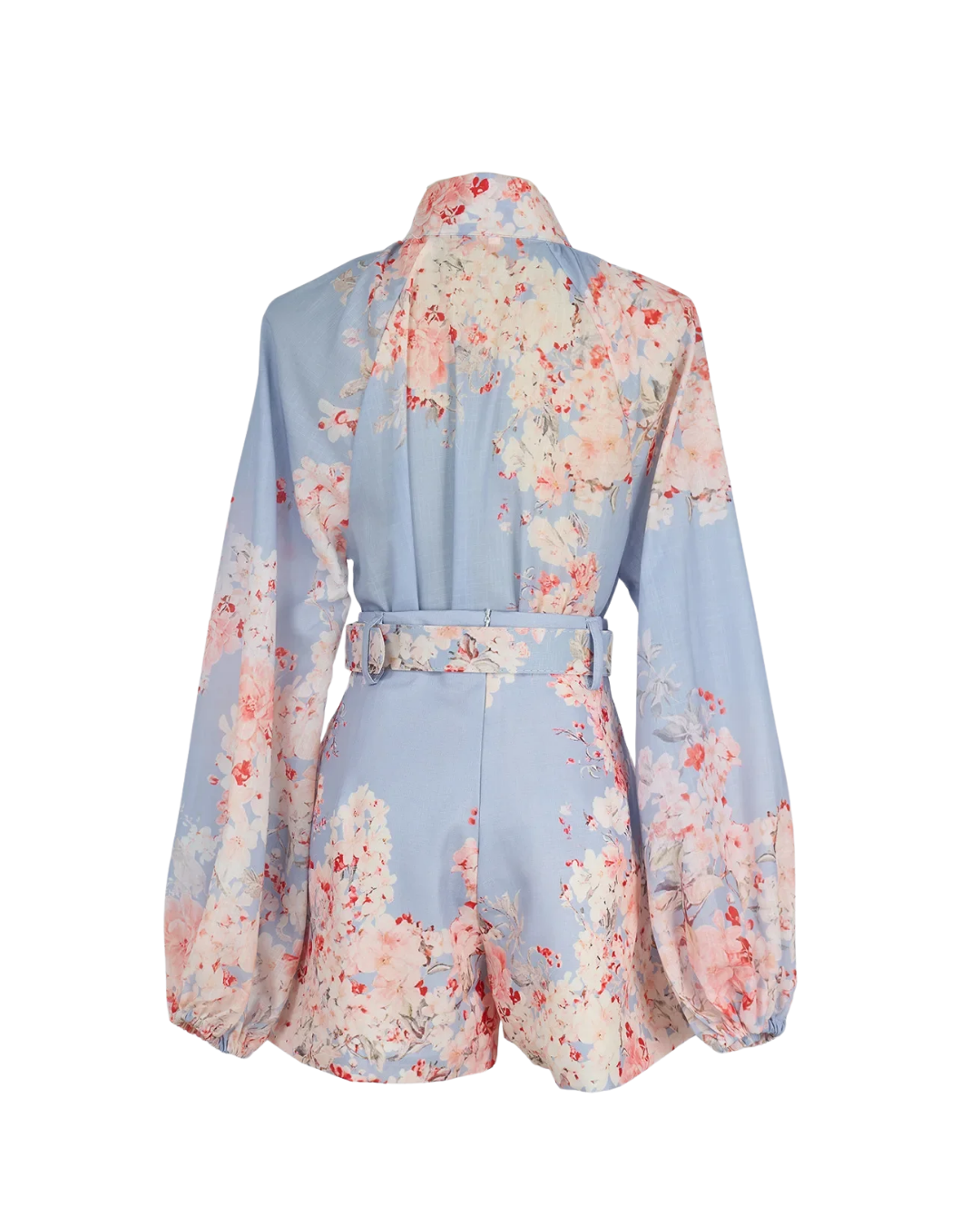 Liora Powder Blue Floral Belted Shirt Co-ord