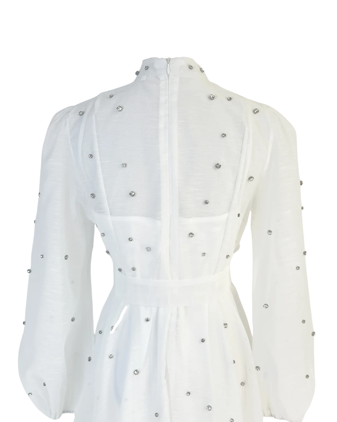 Colette White Embellished Button Mini Dress