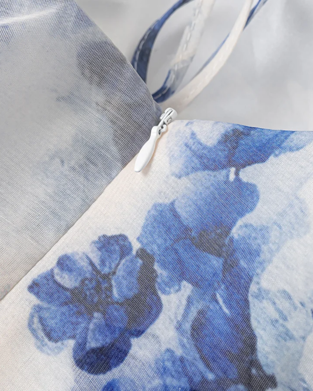 Élodie Blue Floral Frill Backless Mini Dress