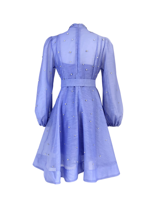 Colette Indigo Blue Embellished Button Mini Dress