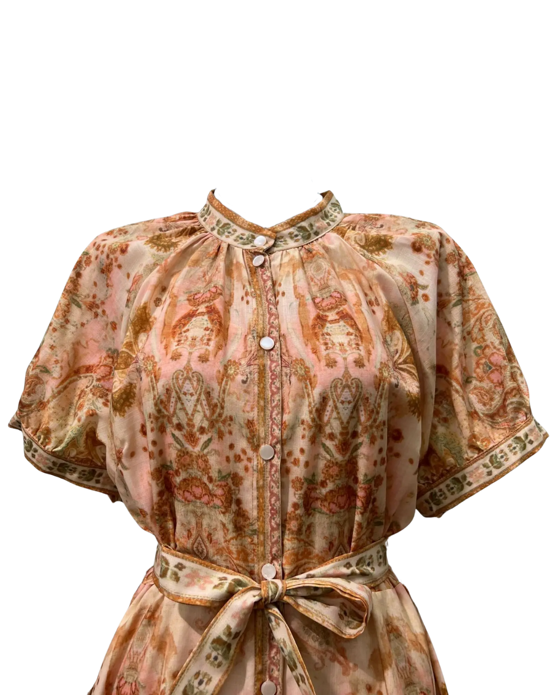 Rome Burnt Orange Pattern Belted Midaxi Dress