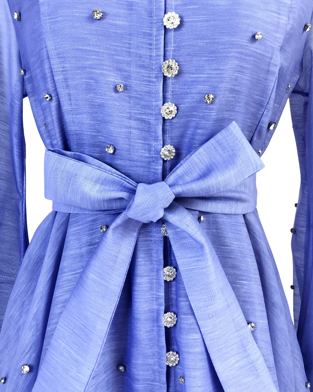 Colette Indigo Blue Embellished Button Mini Dress
