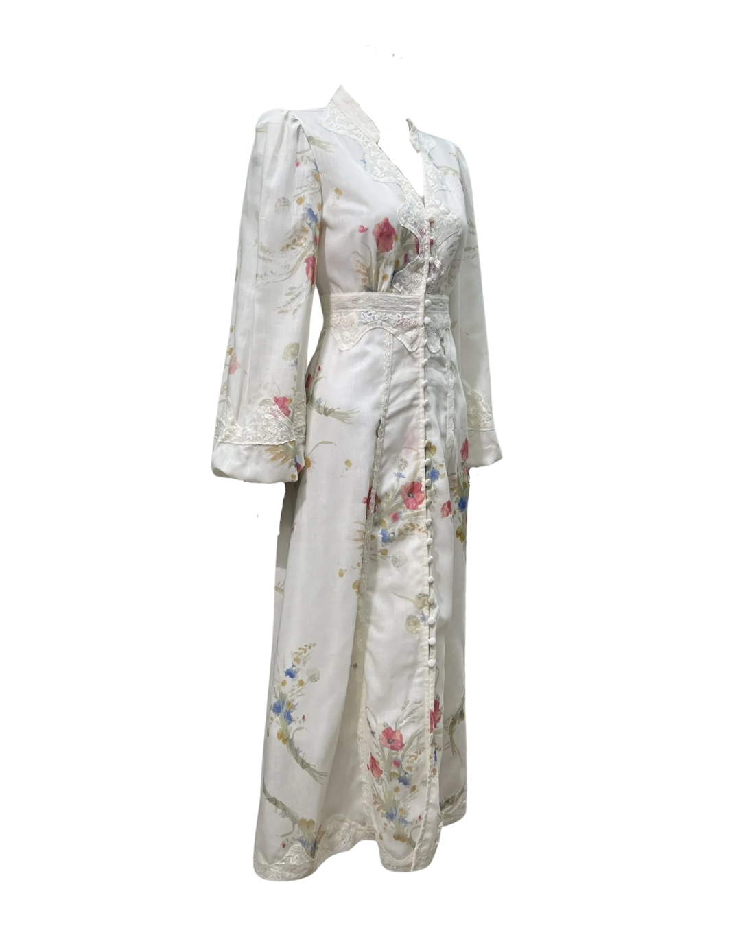 Edna White Floral Lace Detailed Button Maxi Dress