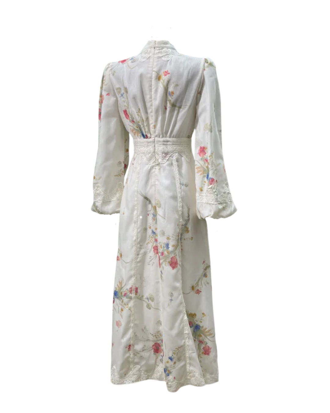 Edna White Floral Lace Detailed Button Maxi Dress