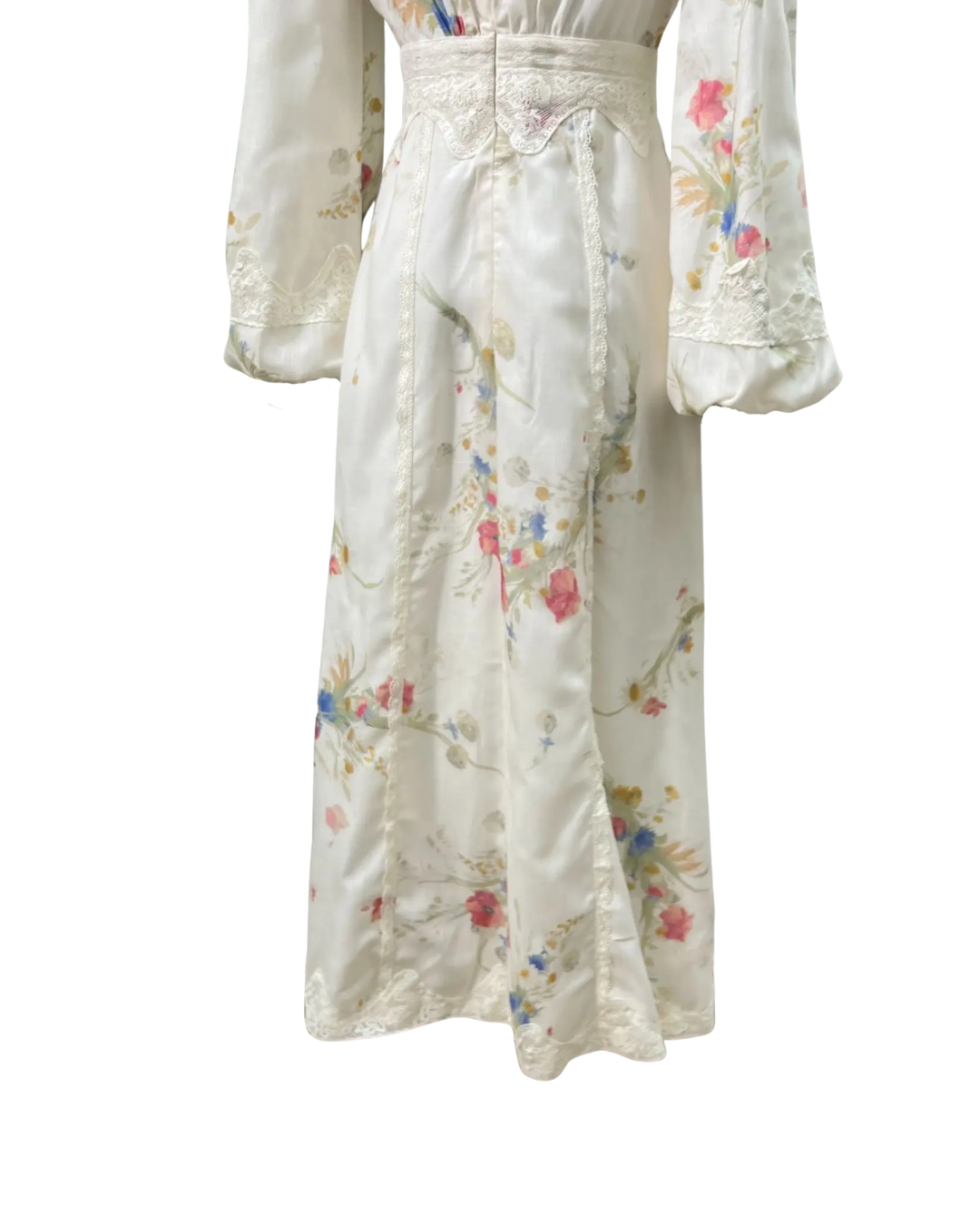 Edna White Floral Lace Detailed Button Maxi Dress
