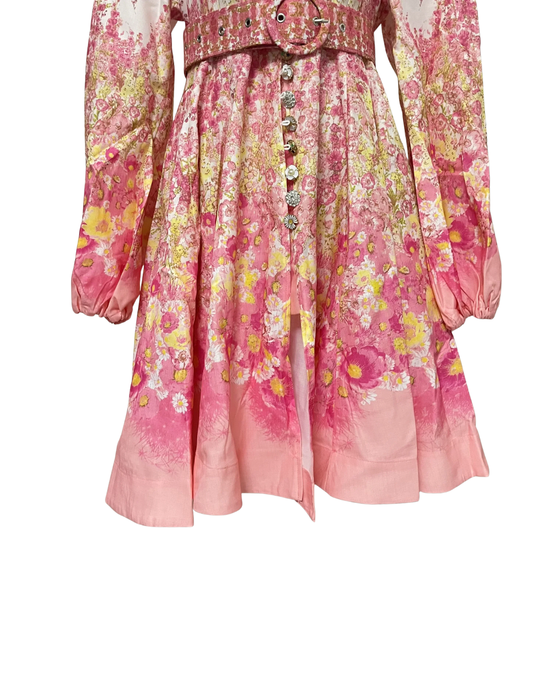 Isadora Pink Floral Jeweled Button Mini Dress