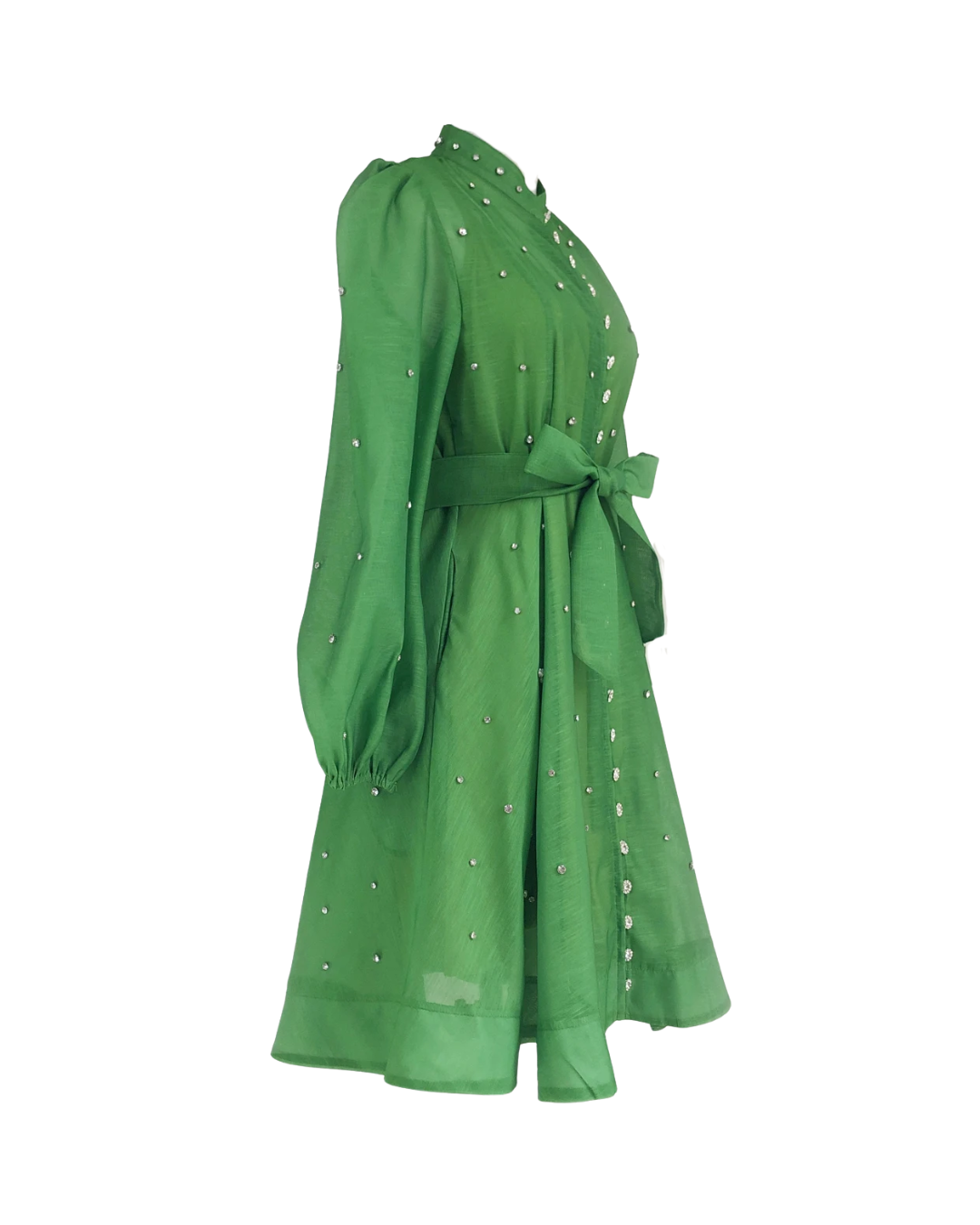Colette Green Embellished Button Mini Dress