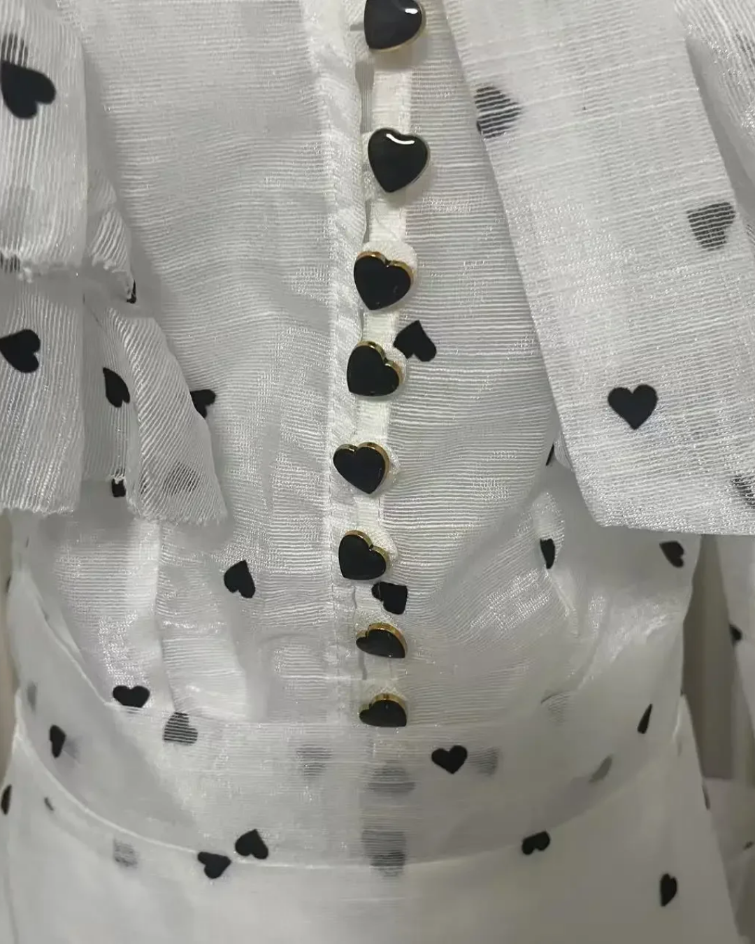 Isla White Heart Print Ruffle Detail Co-ord