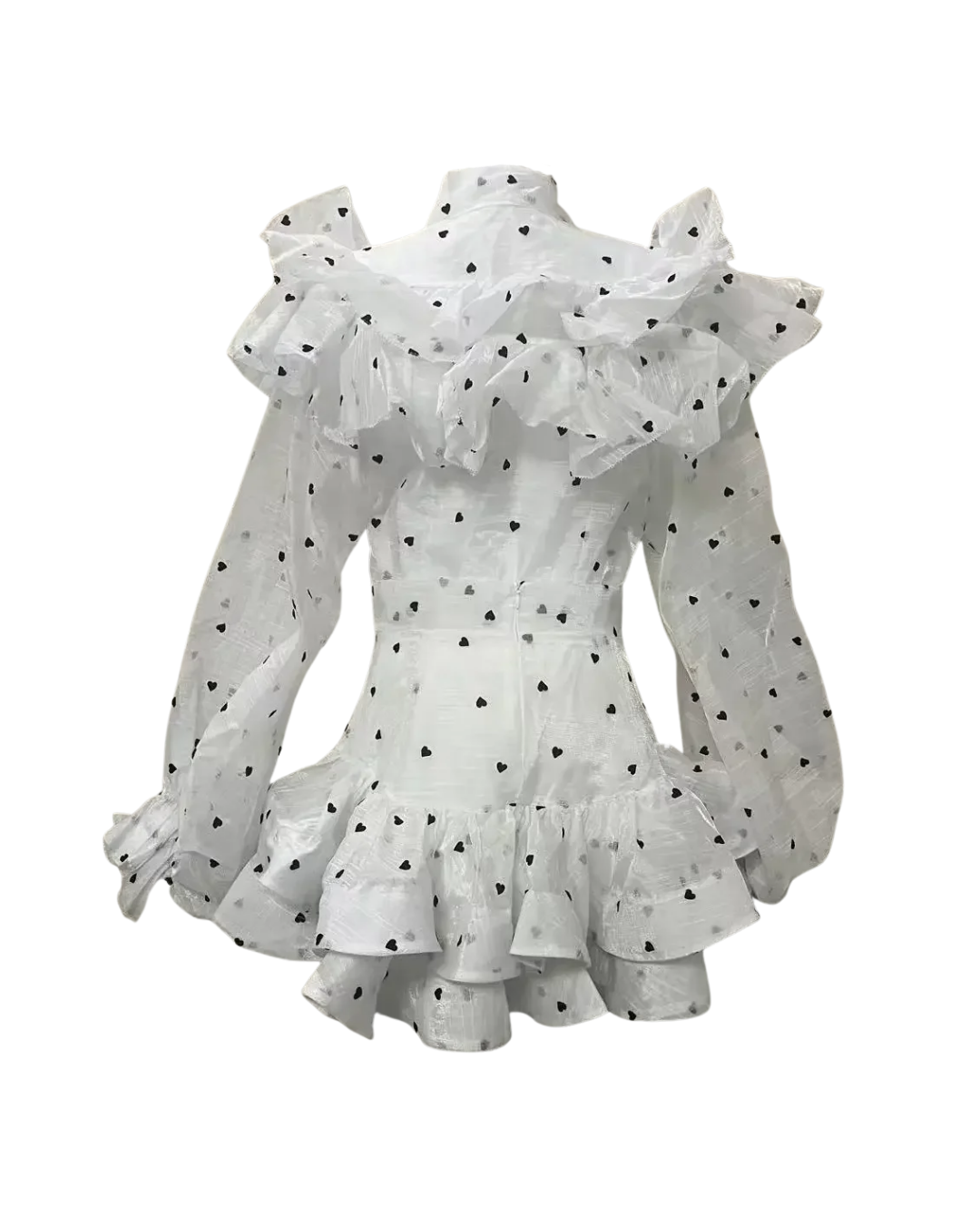 Isla White Heart Print Ruffle Detail Co-ord