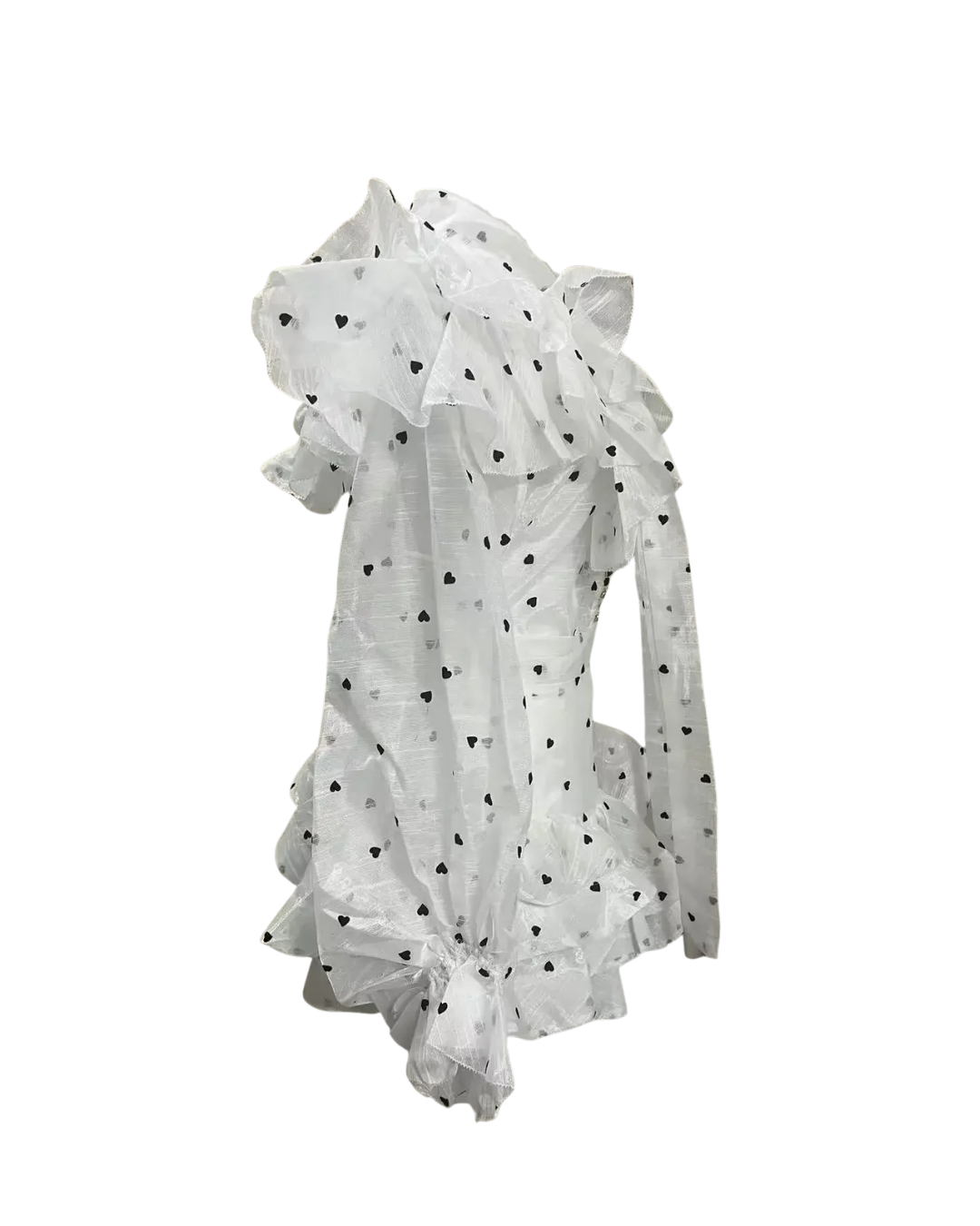 Isla White Heart Print Ruffle Detail Co-ord
