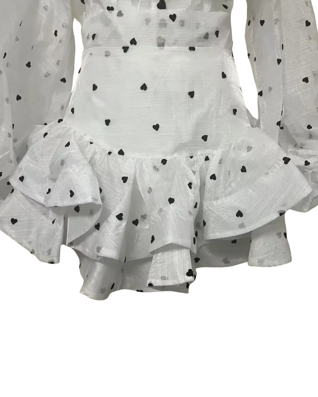 Isla White Heart Print Ruffle Detail Co-ord