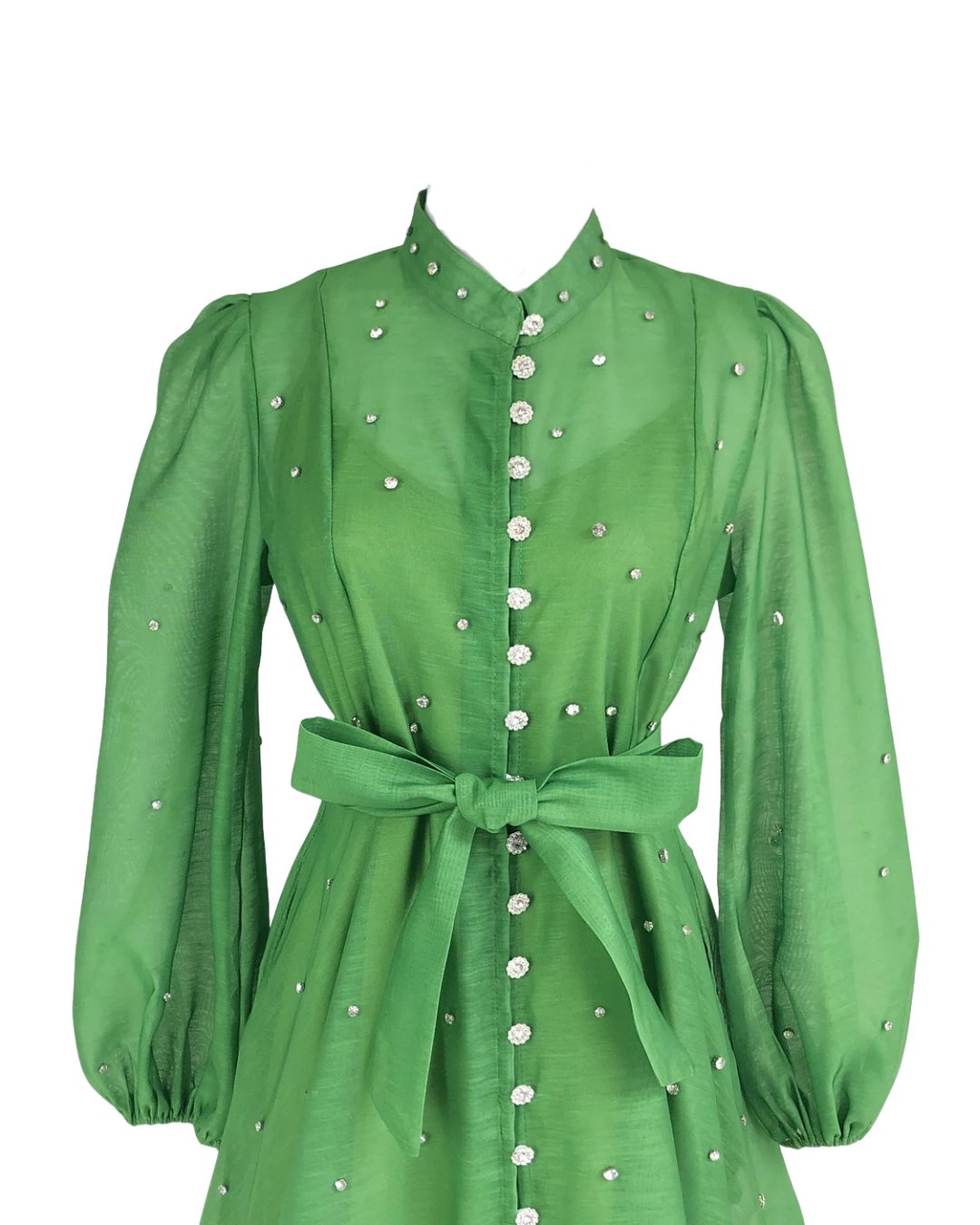 Colette Green Embellished Button Mini Dress