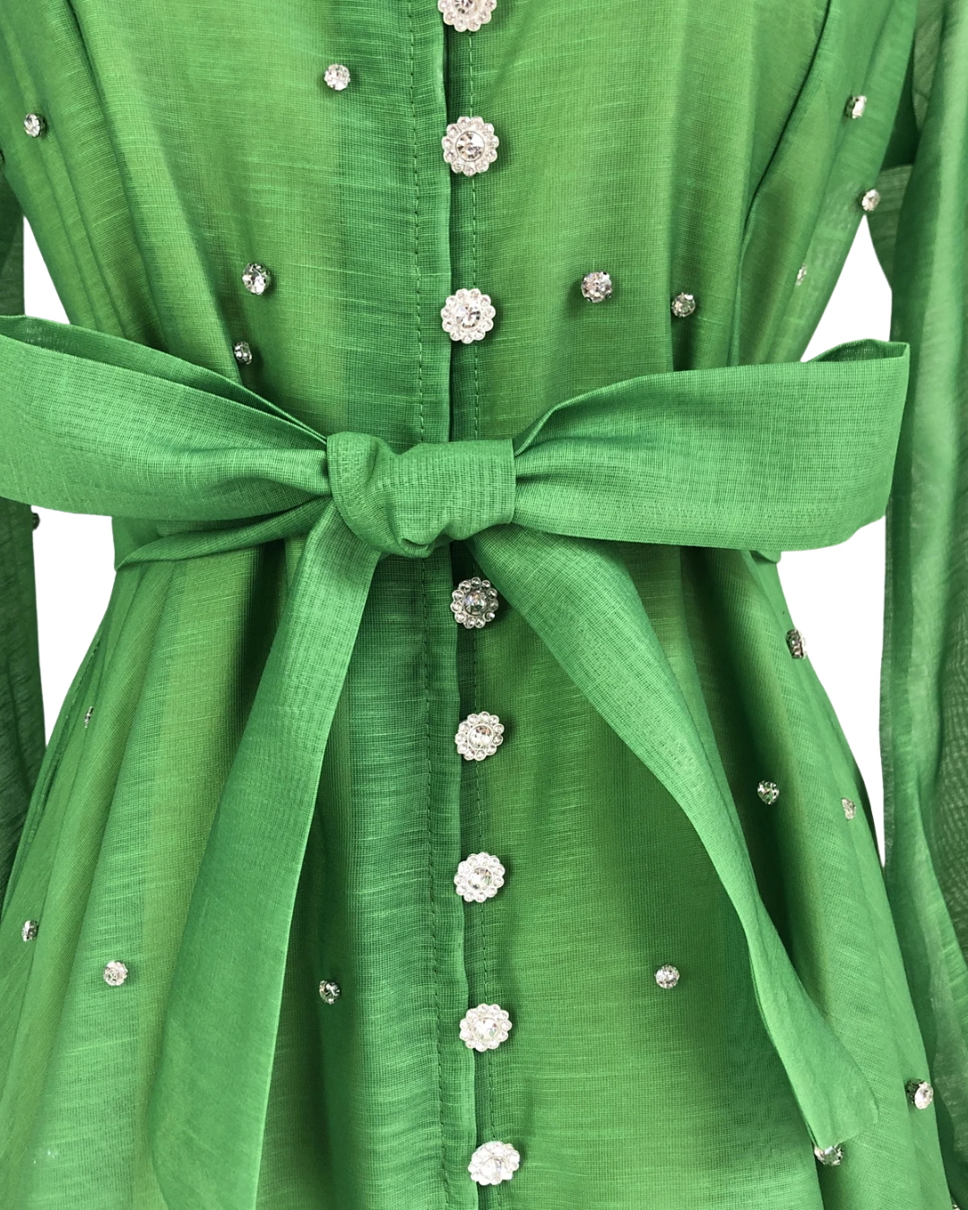 Colette Green Embellished Button Mini Dress
