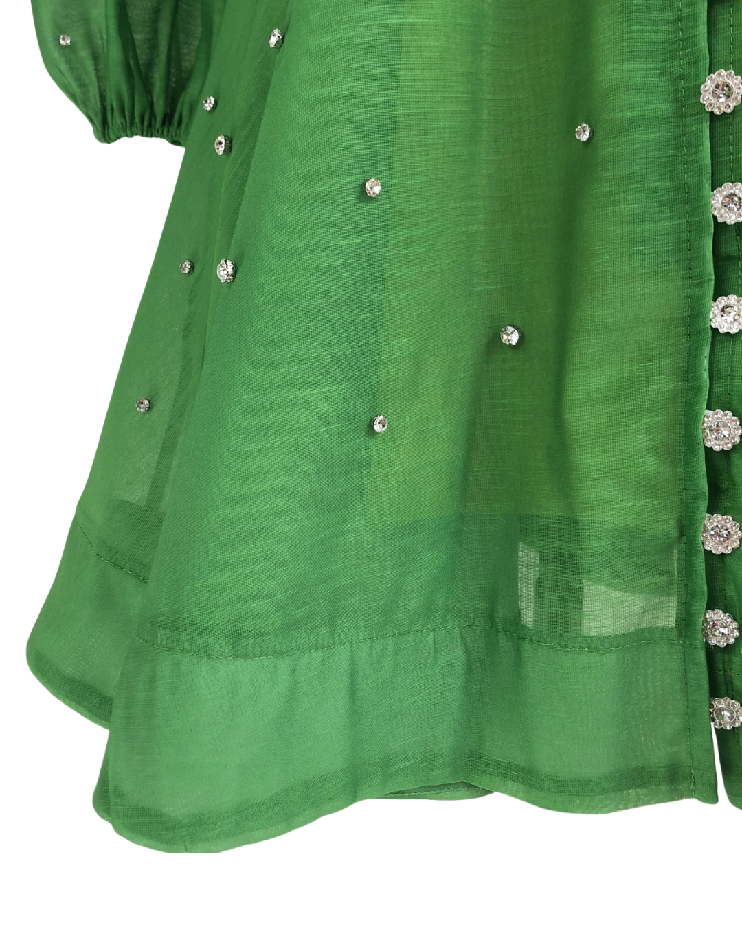 Colette Green Embellished Button Mini Dress