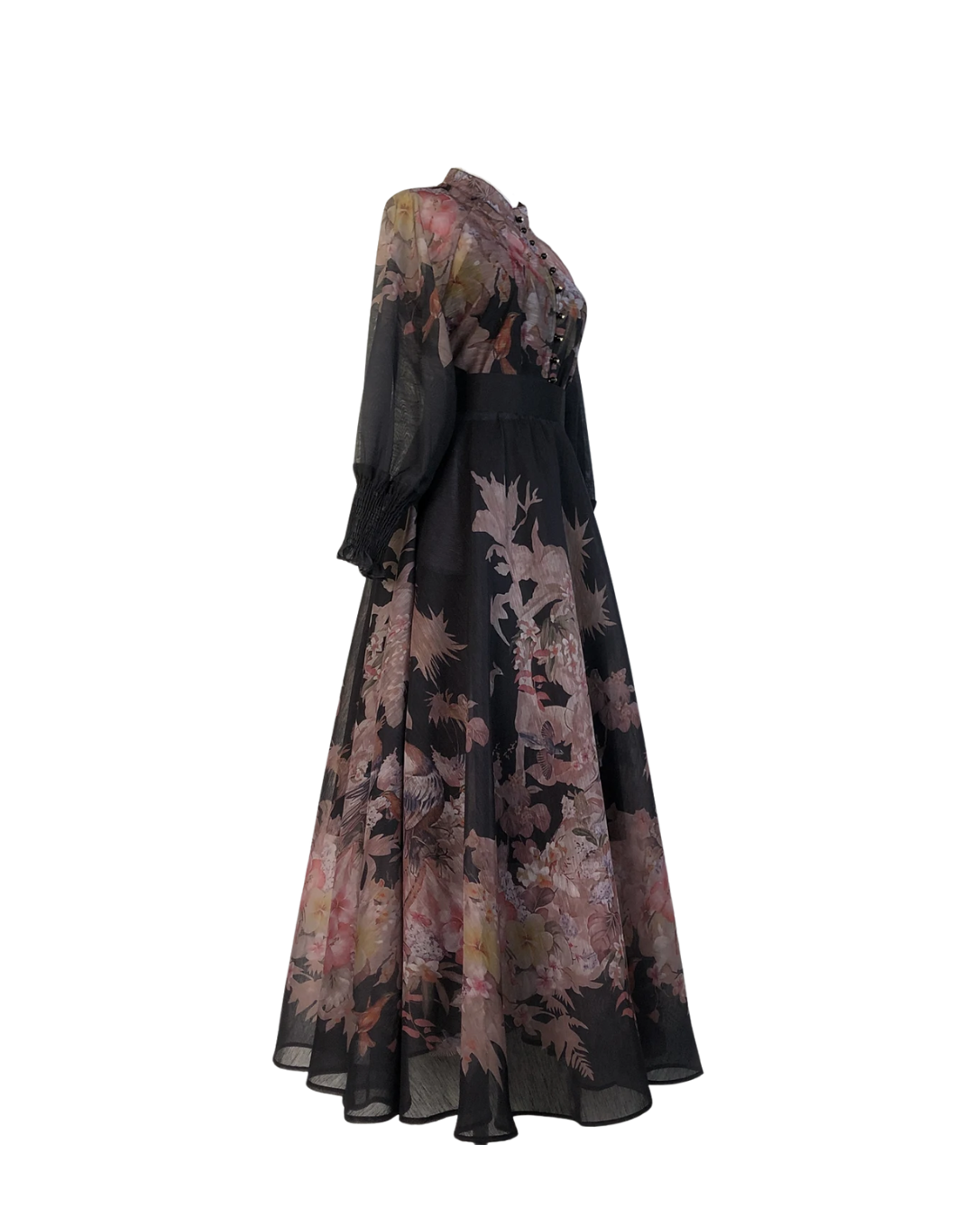 Eliora Black Blossom Soft Floral Maxi Skirt Co-ord
