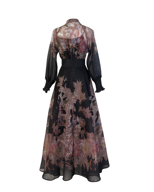 Eliora Black Blossom Soft Floral Maxi Skirt Co-ord