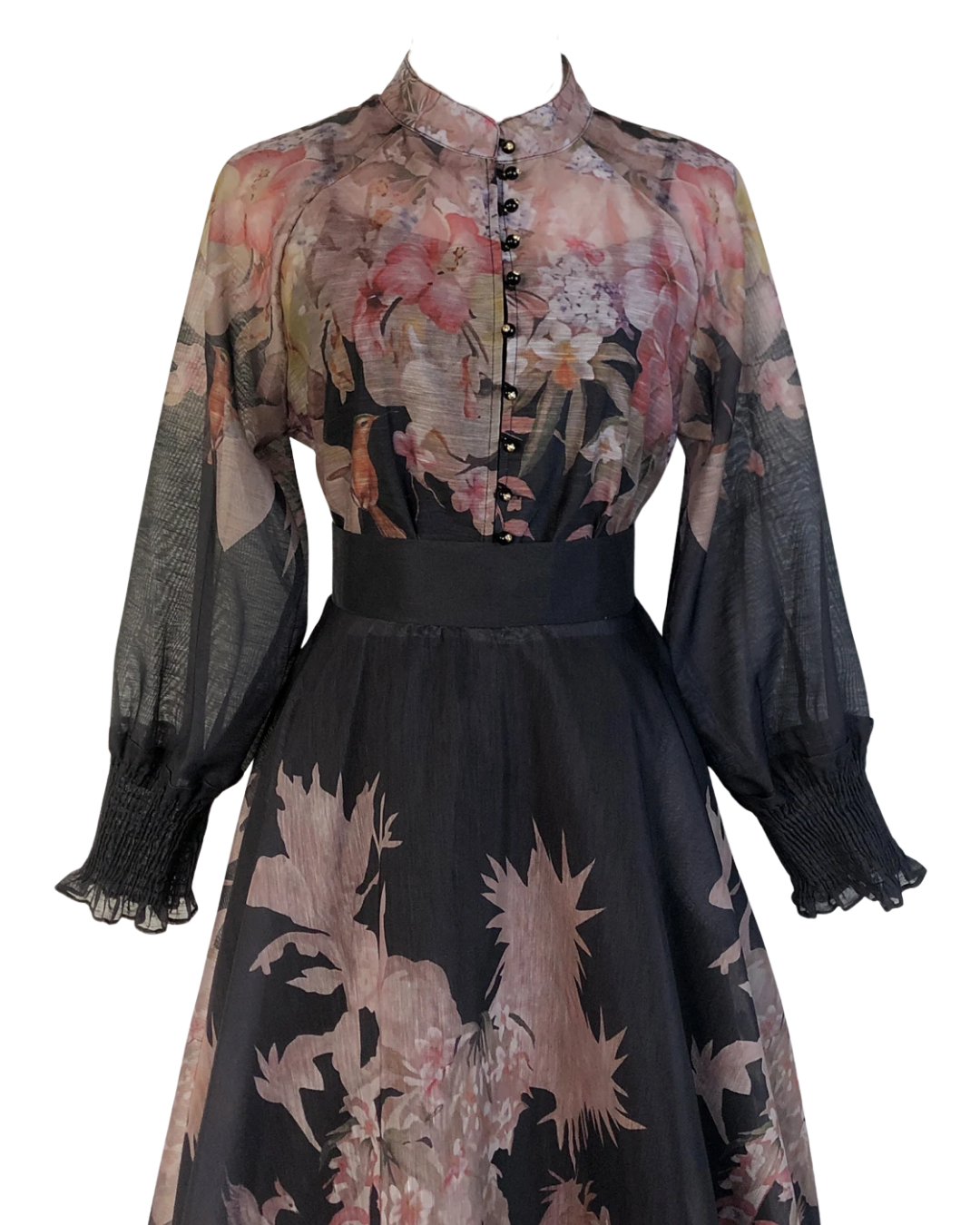 Eliora Black Blossom Soft Floral Maxi Skirt Co-ord