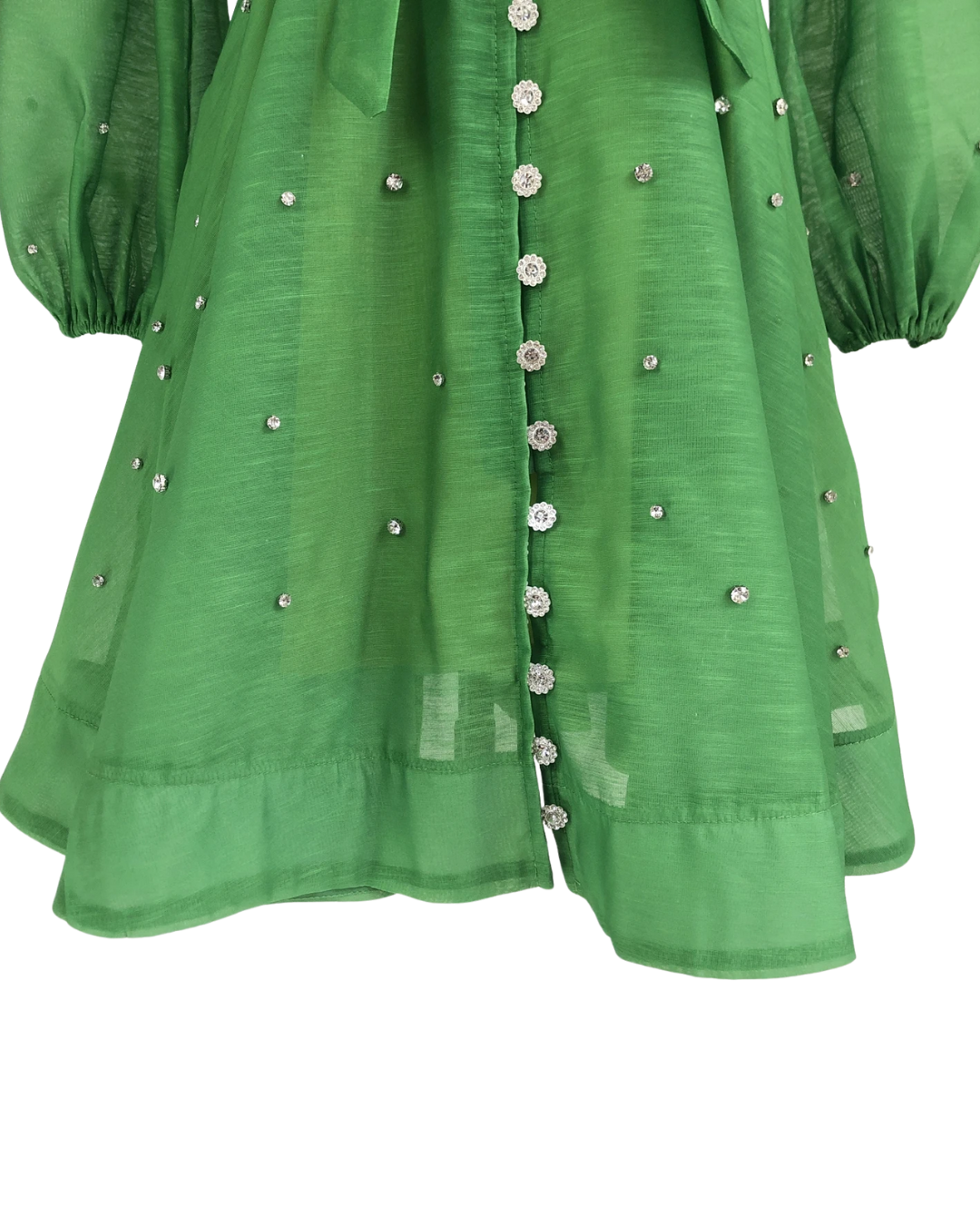Colette Green Embellished Button Mini Dress