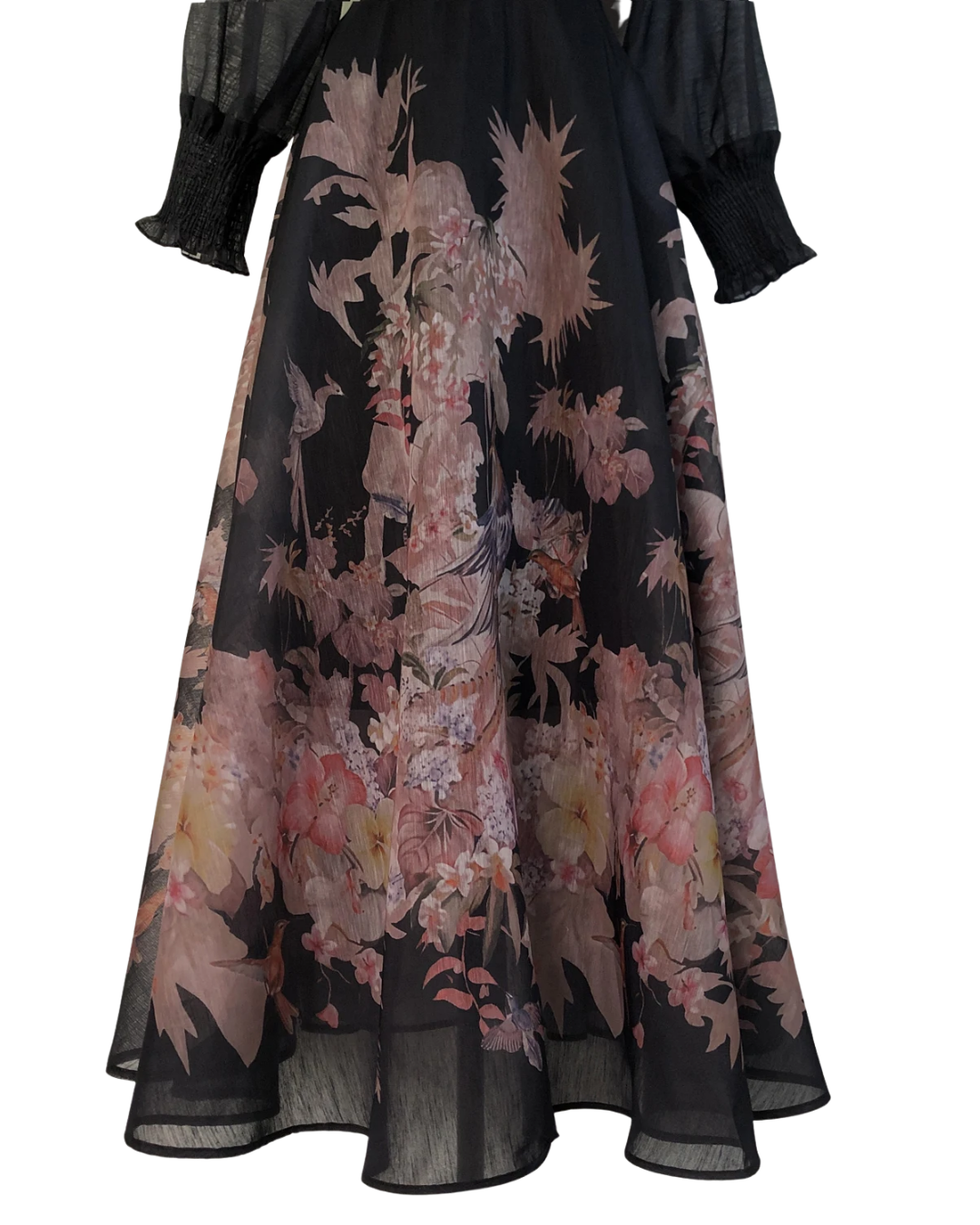Eliora Black Blossom Soft Floral Maxi Skirt Co-ord