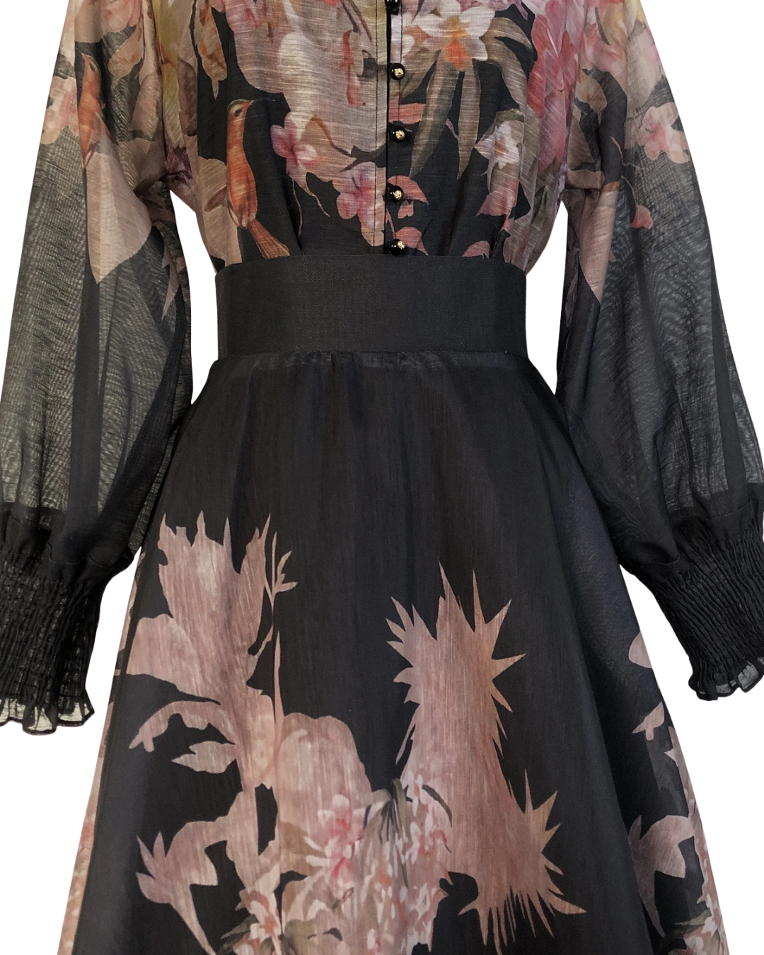 Eliora Black Blossom Soft Floral Maxi Skirt Co-ord