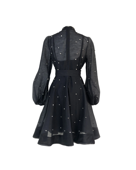 Colette Black Embellished Button Mini Dress