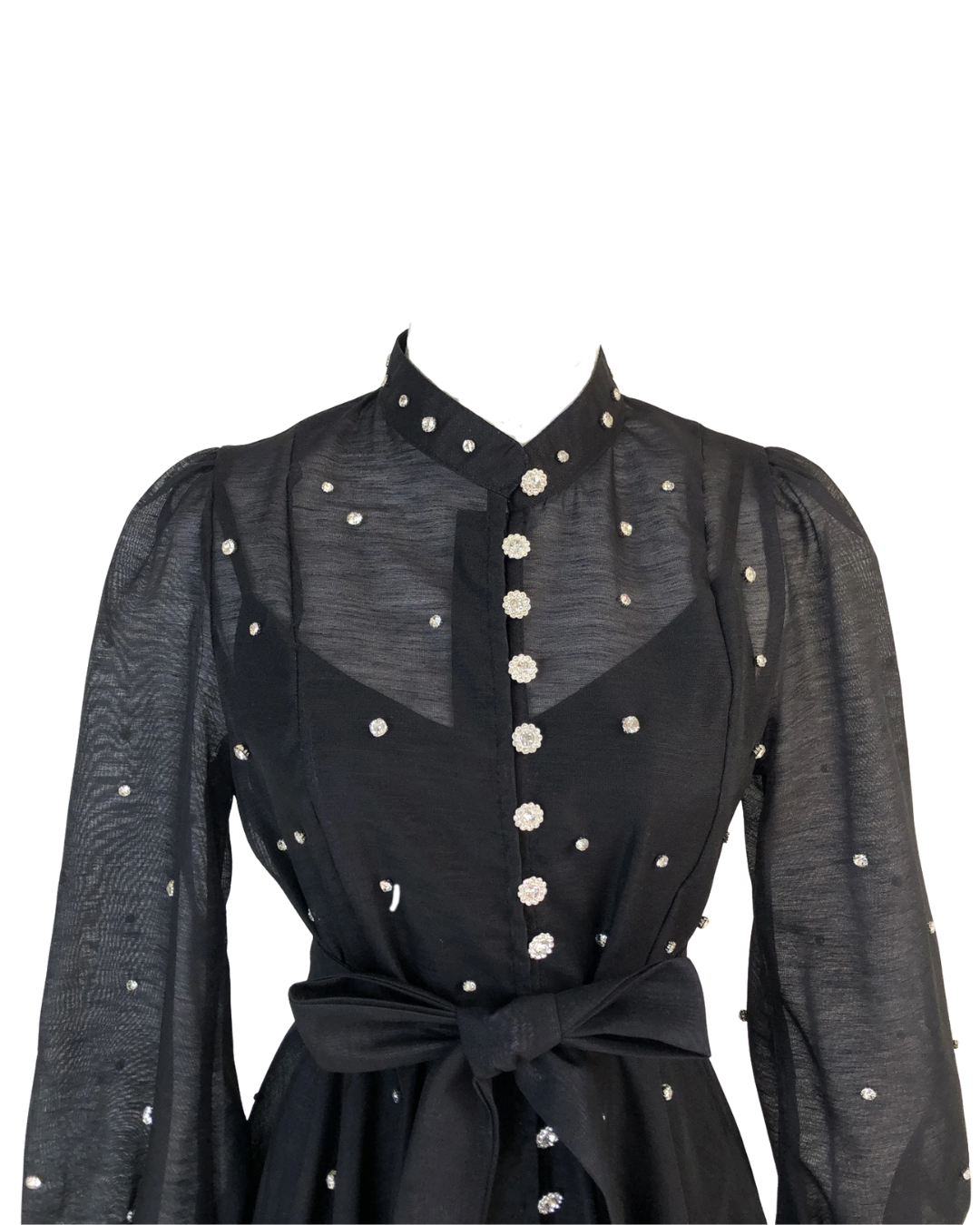 Colette Black Embellished Button Mini Dress