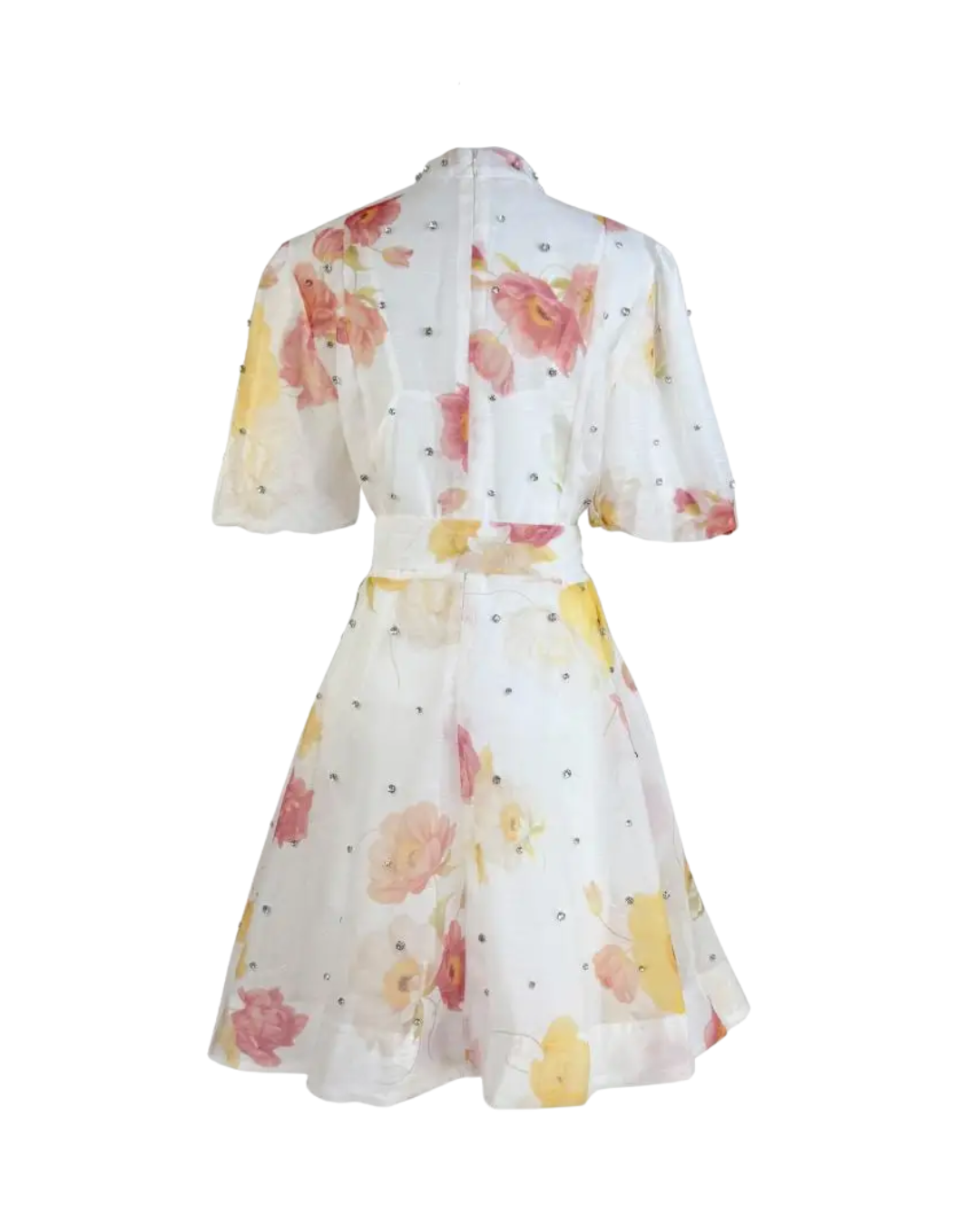 Colette White Floral Embellished Button Mini Dress