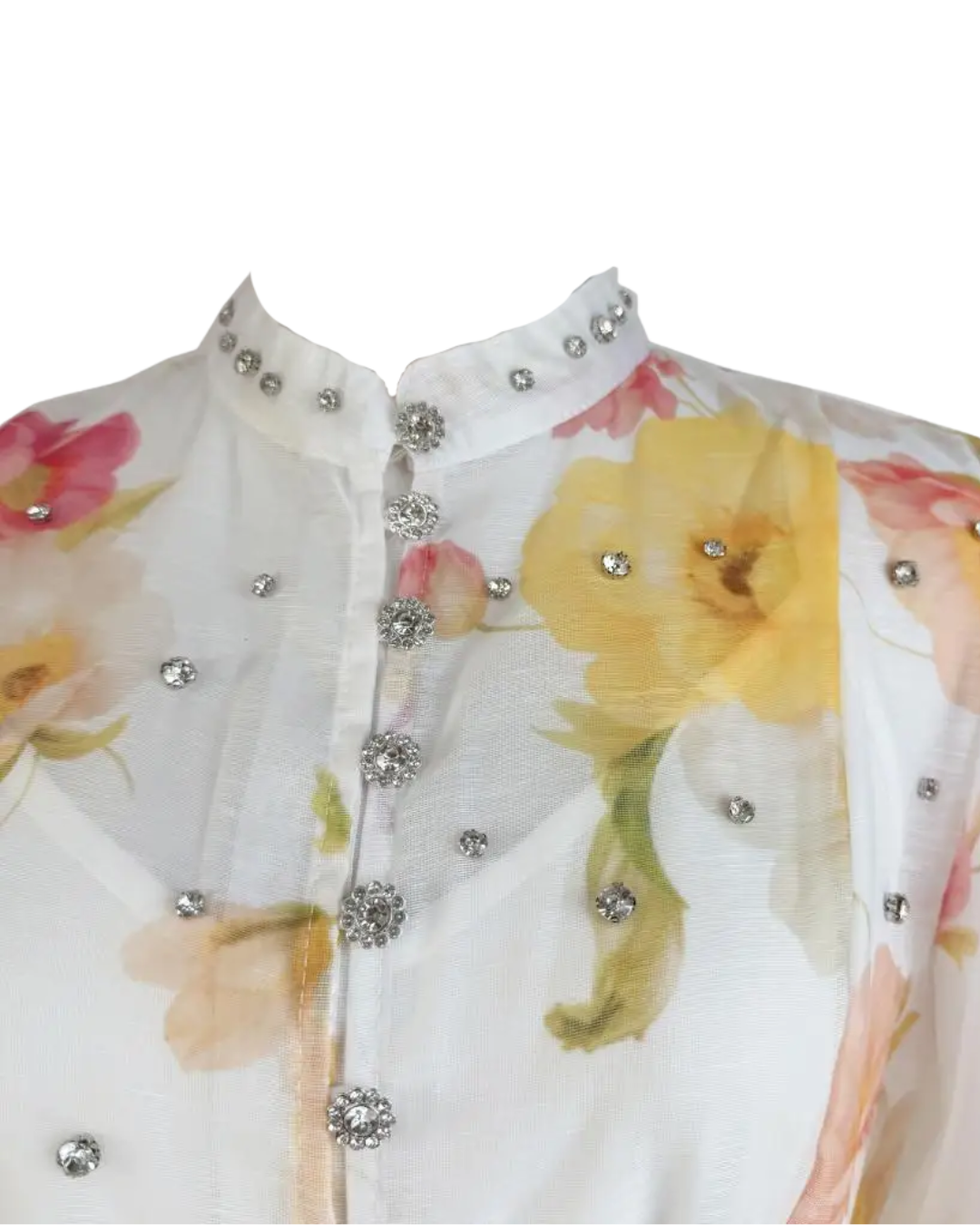 Colette White Floral Embellished Button Mini Dress