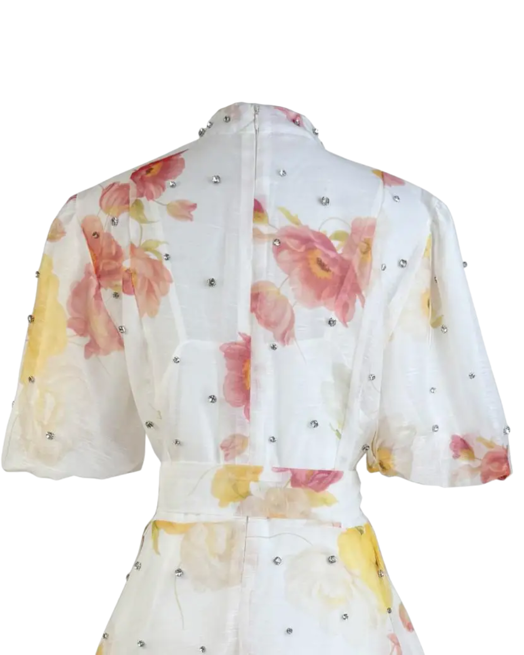 Colette White Floral Embellished Button Mini Dress