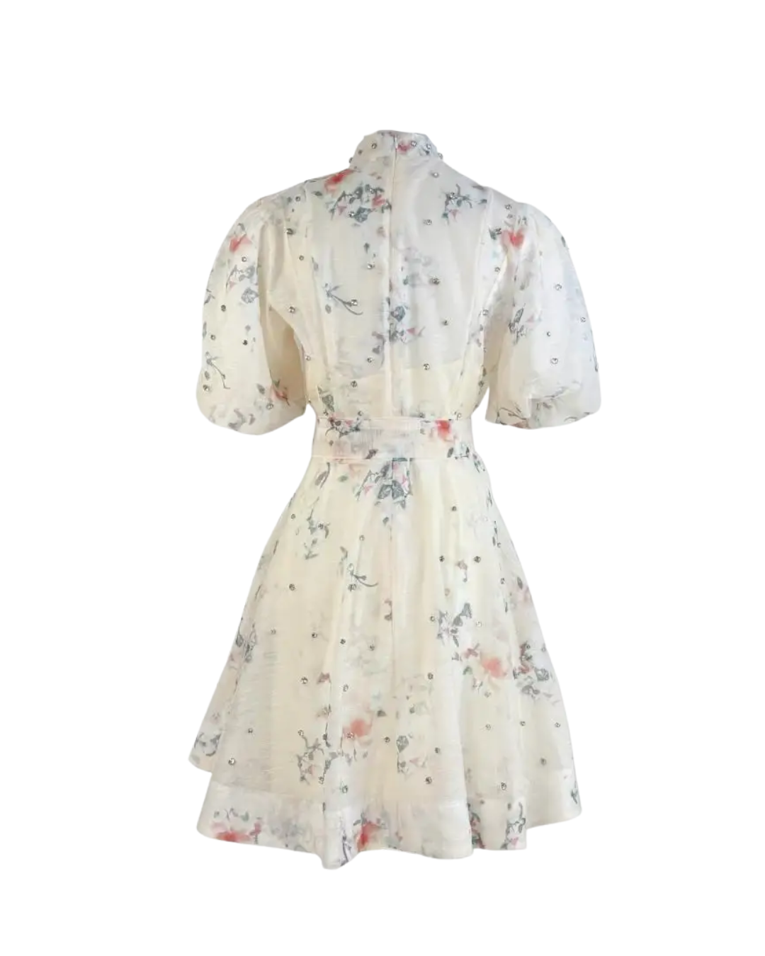 Colette White Floral Embellished Button Mini Dress