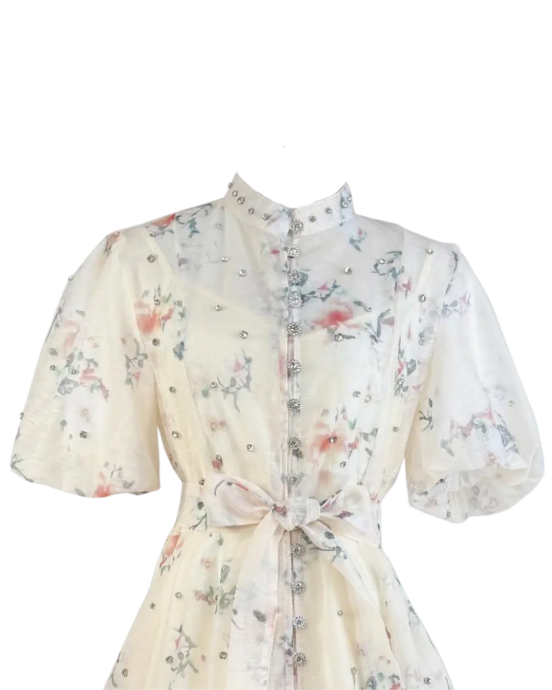 Colette White Floral Embellished Button Mini Dress