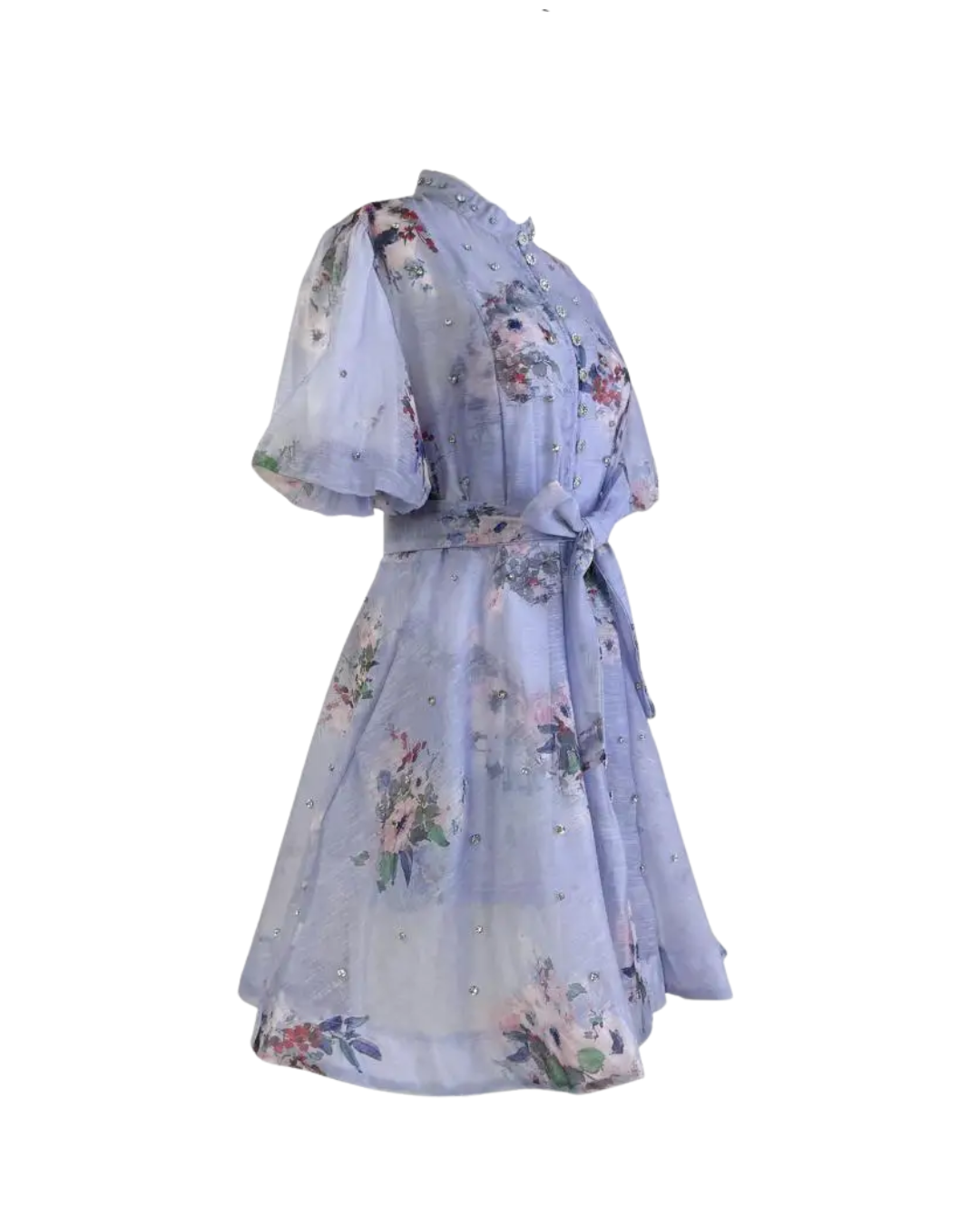 Colette Blue Floral Embellished Button Mini Dress