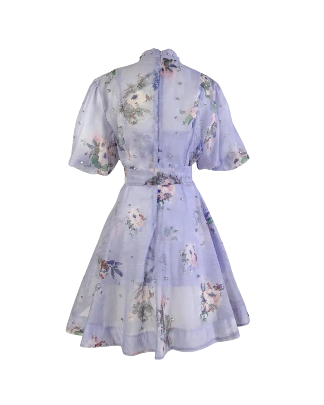 Colette Blue Floral Embellished Button Mini Dress