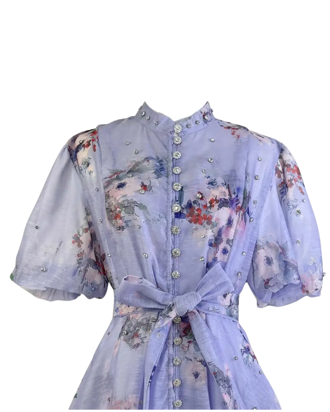 Colette Blue Floral Embellished Button Mini Dress