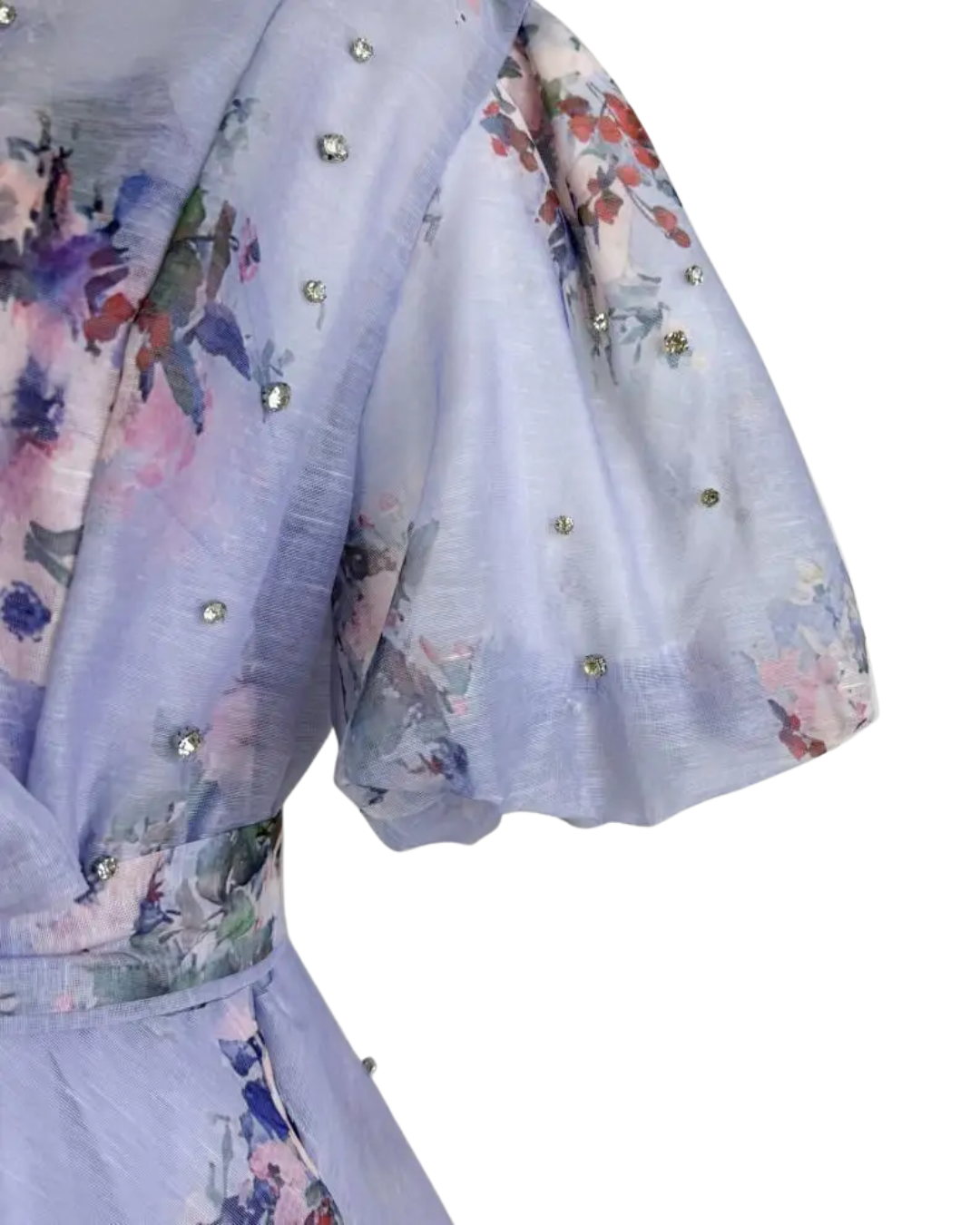 Colette Blue Floral Embellished Button Mini Dress