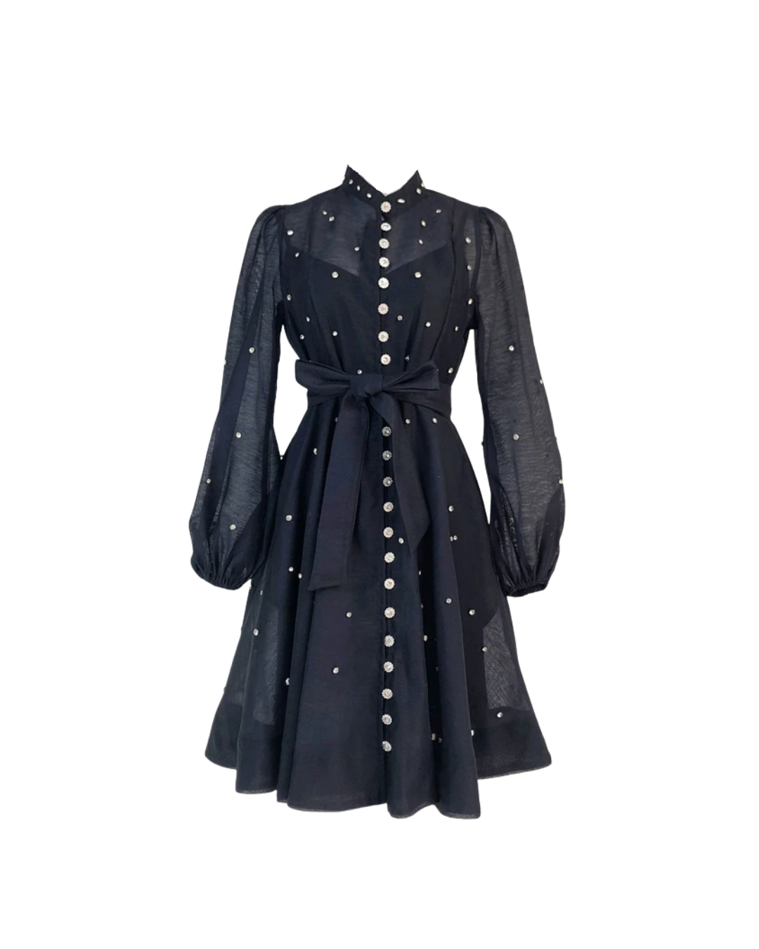 Colette Black Embellished Button Mini Dress