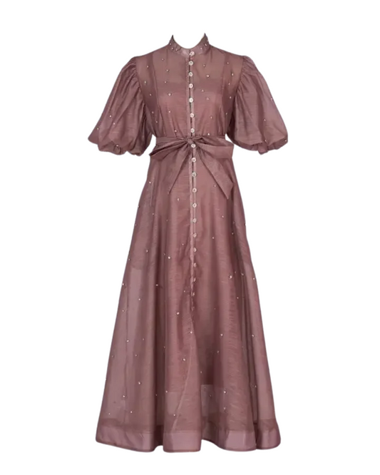 Colette Plum Embellished Button Midaxi Dress