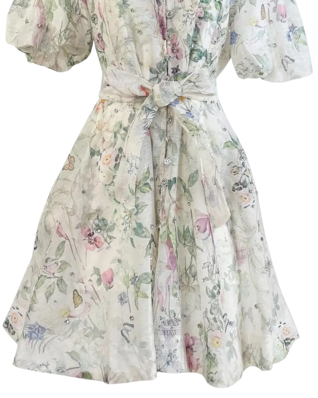 Colette White Floral Embellished Button Mini Dress