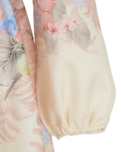 Amélia Pink Floral Jeweled Button Mini Dress