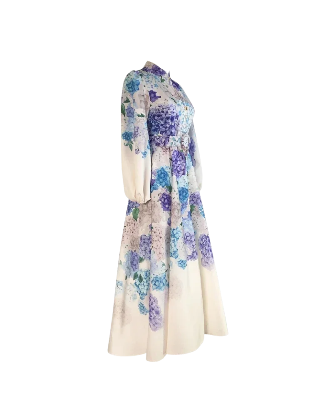 Mireille White Floral Jeweled Button Midi Dress