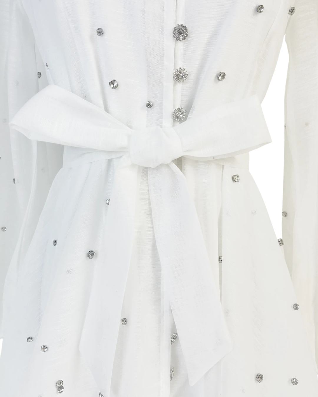 Colette White Embellished Button Mini Dress