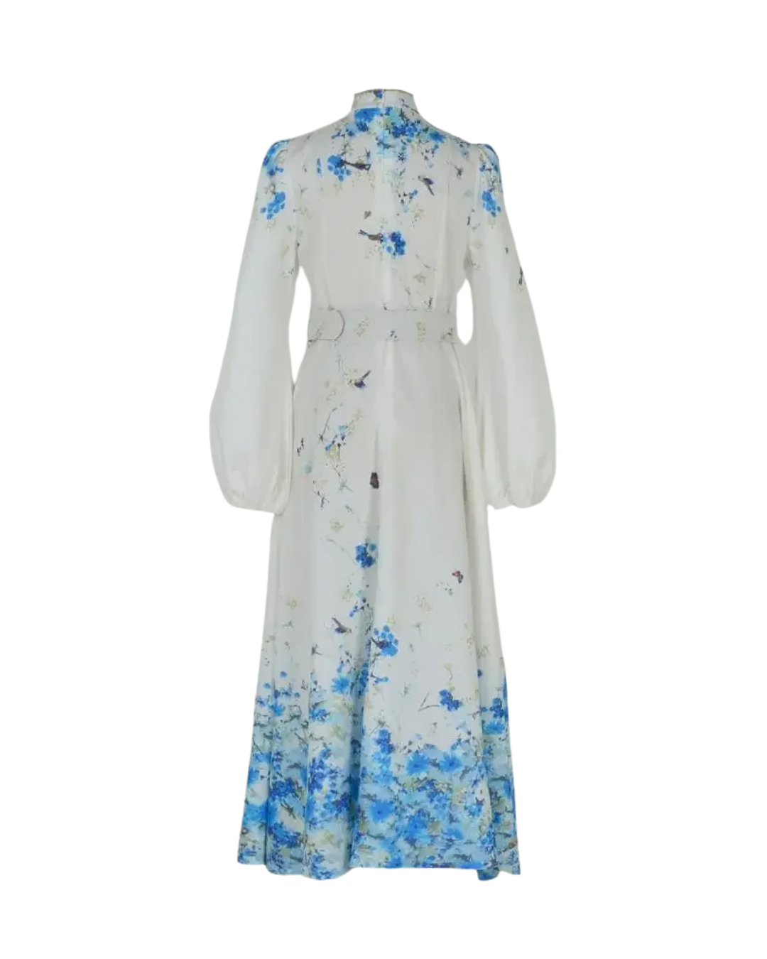 Mireille White Floral Jeweled Button Midi Dress