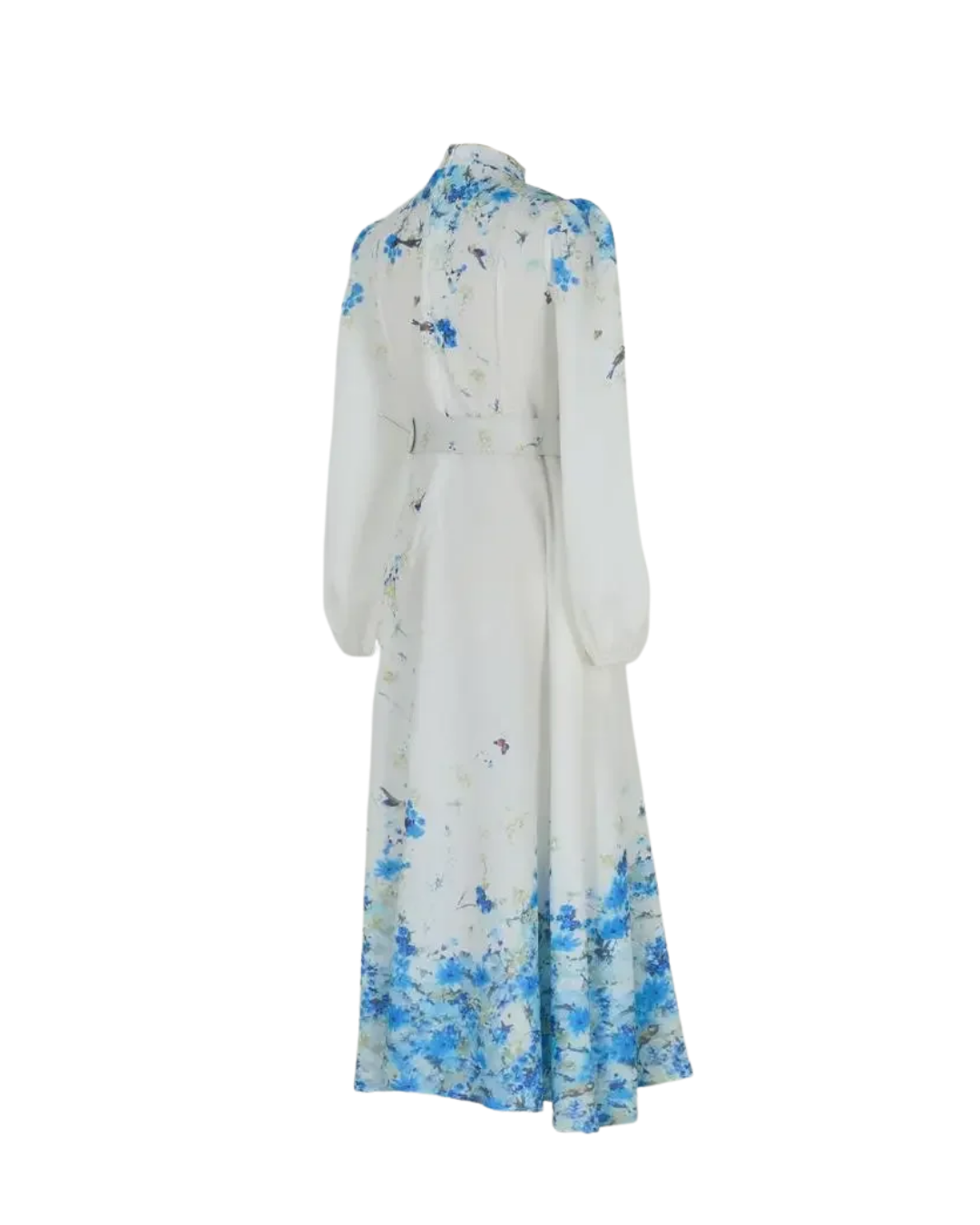 Mireille White Floral Jeweled Button Midi Dress