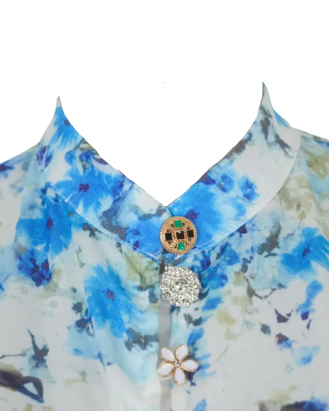 Mireille White Floral Jeweled Button Midi Dress