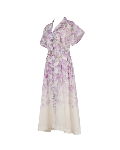 Violette Purple V Neck Shirt Midi Dress