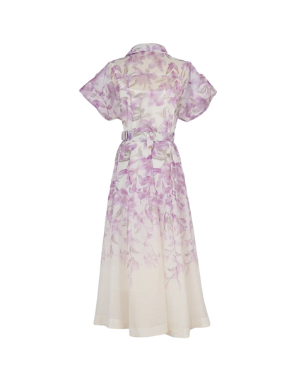 Violette Purple V Neck Shirt Midi Dress